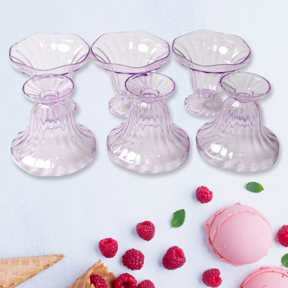 Crystal Plastic Ice-Cream Bowl, Home & Kitchen Serving Platter or Dessert Cup for Sundae, Sweets, Snacks, Fruit, Pudding, Nuts or Dip, Serving Bowls (Crystal Cups, Set of 6) - Discount Karo