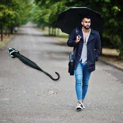 Travel Umbrella Windproof Umbrella Compact Folding Reverse Umbrella Unique Folding Umbrella With U- Shape Big Handle (1 pc)