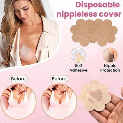 Boob Tape with Nipple Covers: Cotton, Breathable, Lift & Support (5m, 10 Pairs) - Discount Karo