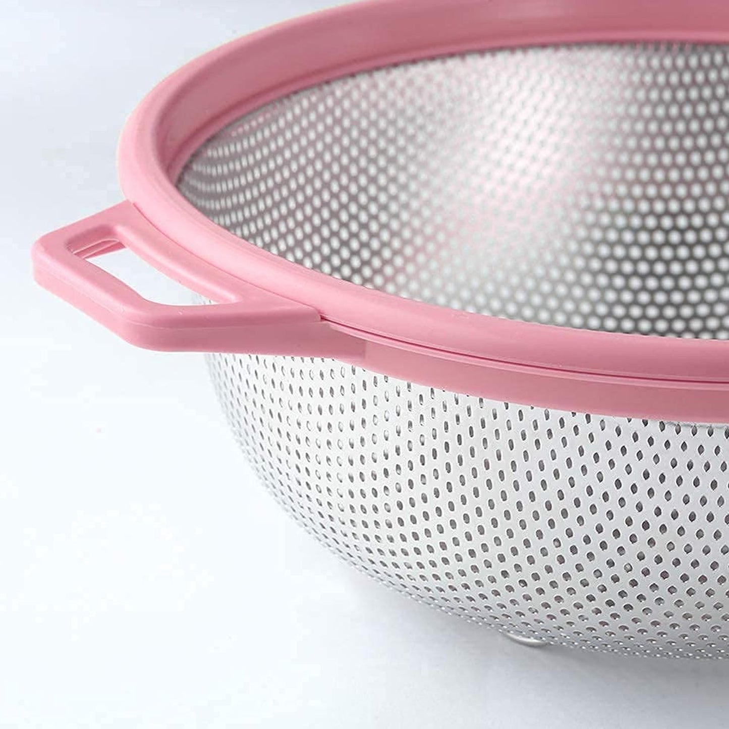 Stainless Steel Colander with Handle - Large Metal Mesh Basket Strainer (1 pc) - Discount Karo