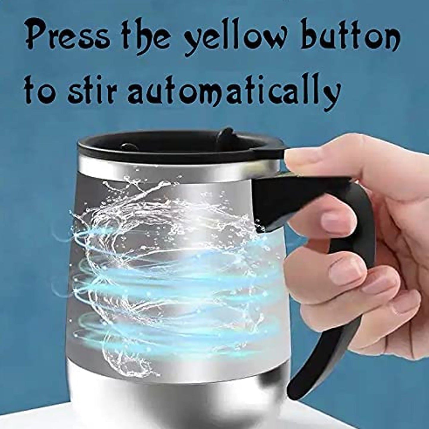 Self Stirring Mug With Lid used in all kinds of household and official places for serving drinks, coffee, any types of beverages etc. (1 Pc / 400 ML) - Discount Karo