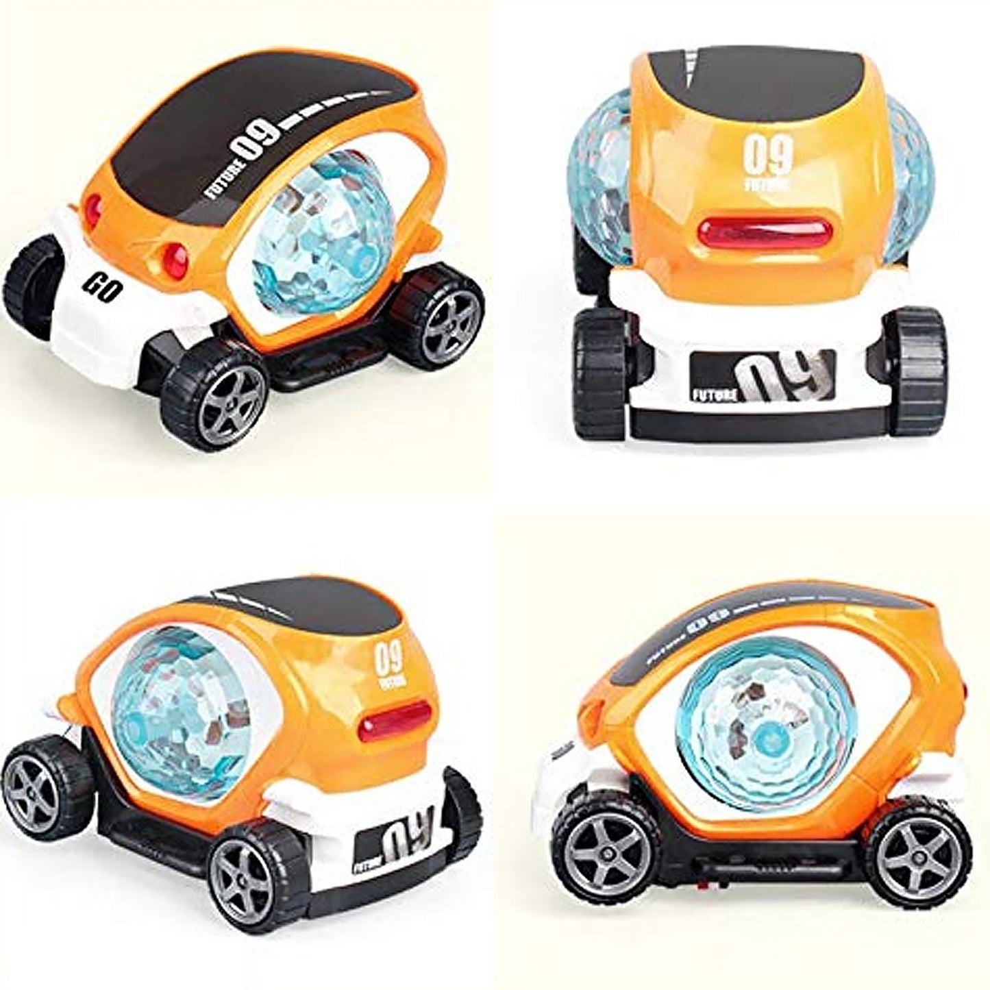 Plastic 360 Degree Rotating Stunt Car Toy for Kids - Bump and Go Action with 4D Lights and Music, Plastic Mini Car with Disco Ball (1 Pc / Battery Not Included) - Discount Karo