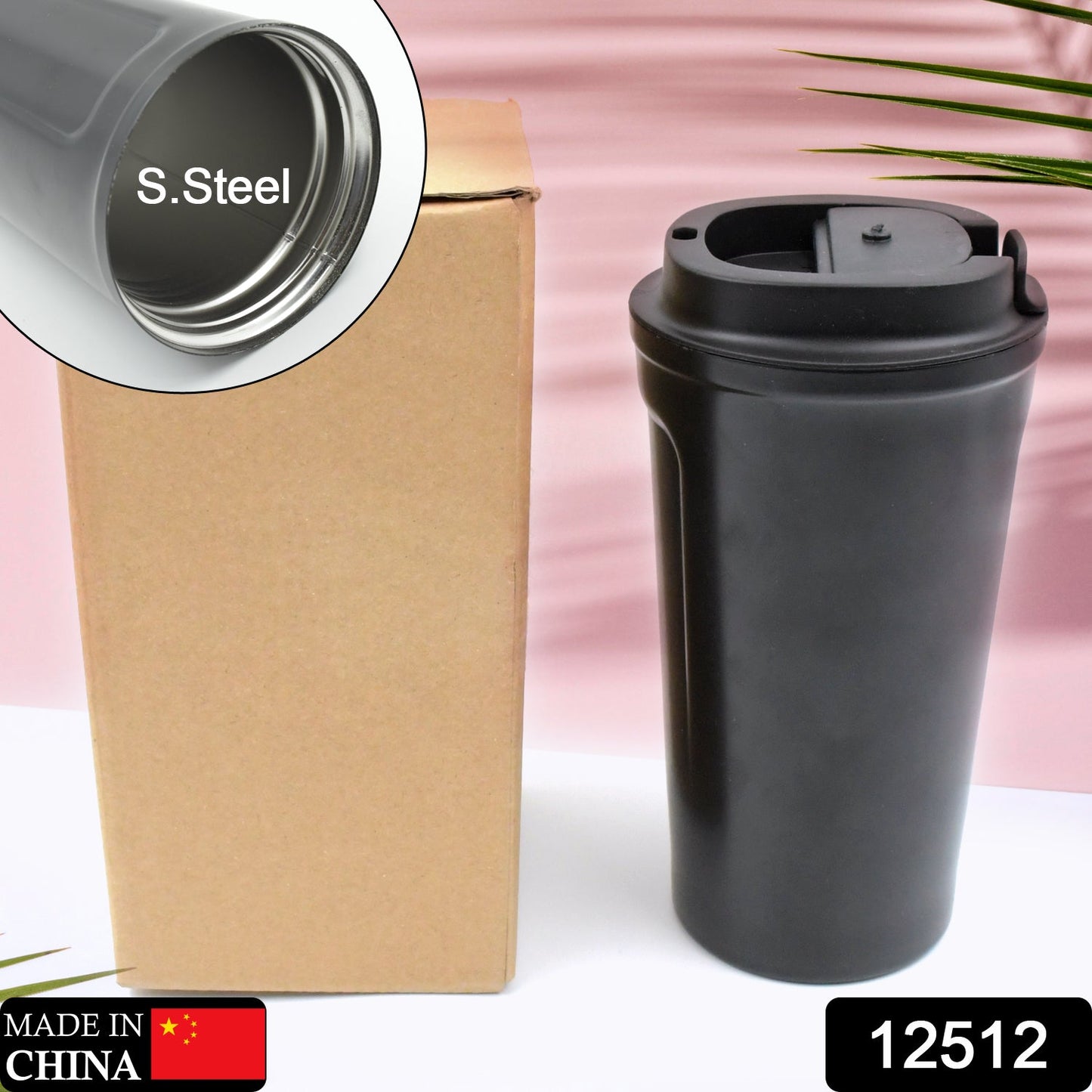 Stainless Steel & Plastic Travel Mug: Vacuum Insulated, Leak Proof Lid (1 Pc) - Discount Karo