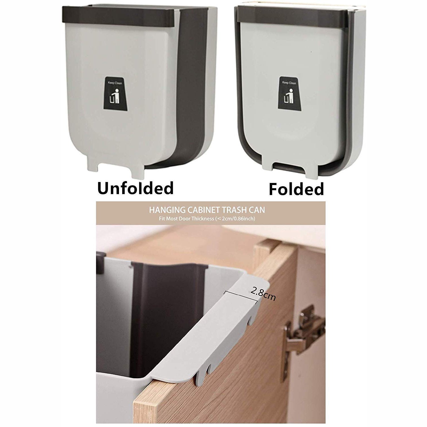 Hanging Trash Can for Kitchen Cabinet Door, Small Collapsible Foldable Waste Bins, Hanging Trash Holder for Bathroom Bedroom Office Car, Portable. - Discount Karo