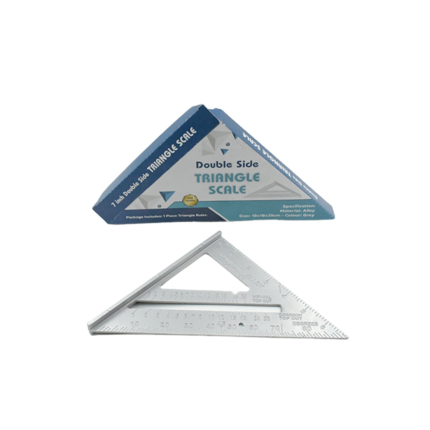 Double Side Scale Triangle Measurement Hand Tool, 45 Degree Triangle Ruler, Home for Industry, Aluminum Alloy Rafter Square 7-Inch Length - Discount Karo