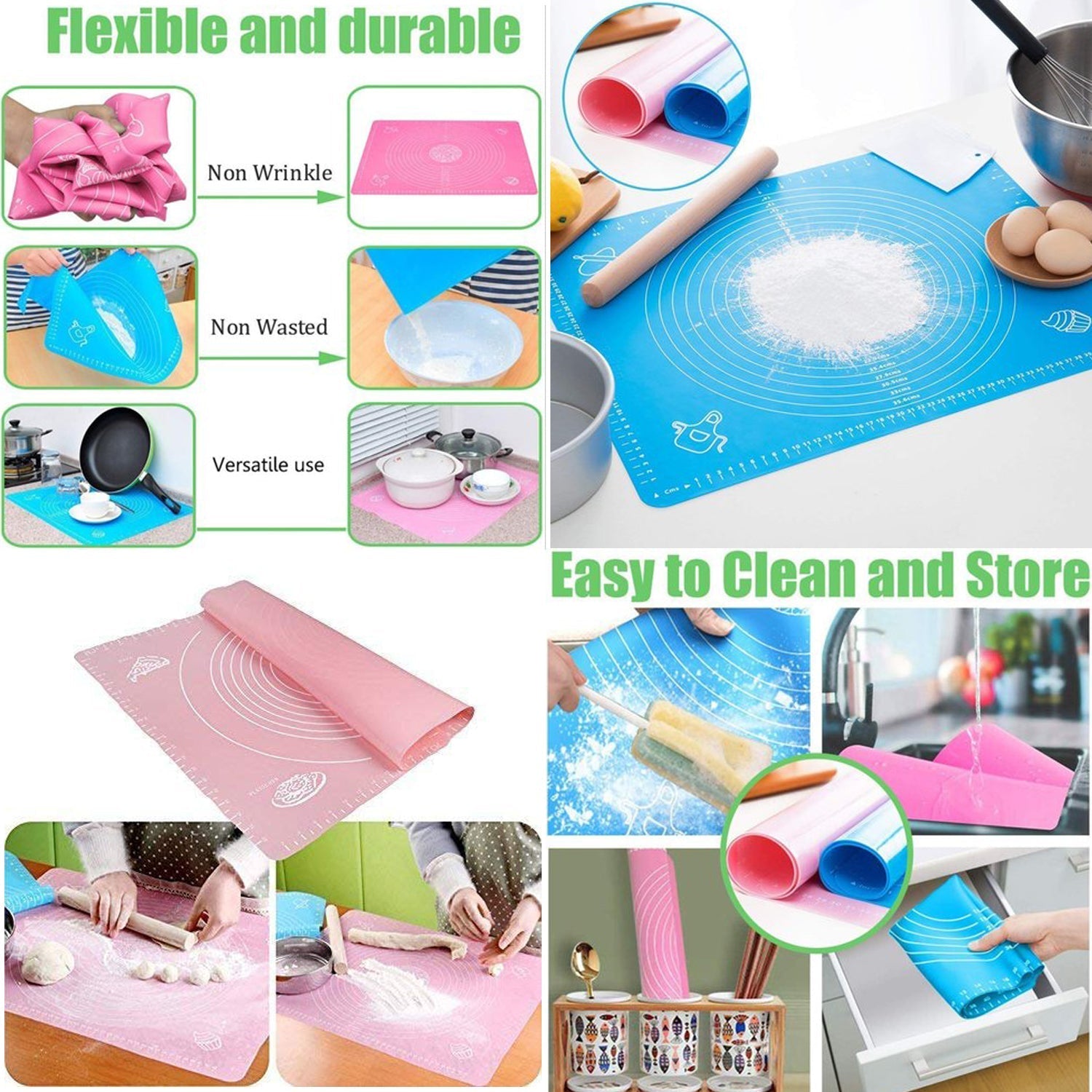 2585 Rolling Mat Silicone Baking Mat Fondant Mat Sheet Chapati 