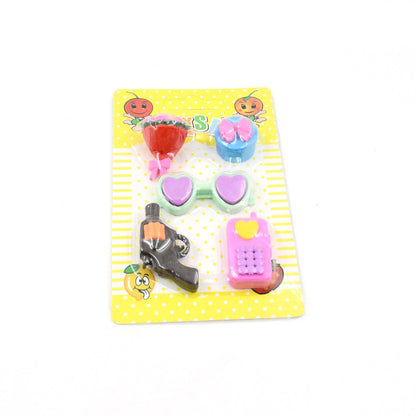 Mix Design 1 Set Fancy & Stylish Colorful Erasers for Children Different Designs & Mix, Eraser Set for Return Gift, Birthday Party, School Prize (1 Set) - Discount Karo