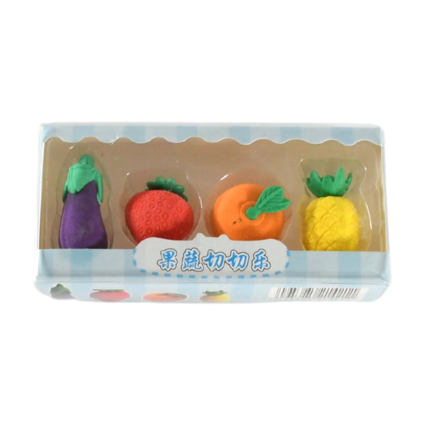 Mini Cute Vegetables and Fruits Erasers or Pencil Rubbers for Kids, 1 Set Fancy & Stylish Colorful Erasers for Children, Eraser Set for Return Gift, Birthday Party, School Prize, 3D Erasers  (4 pc Set) - Discount Karo