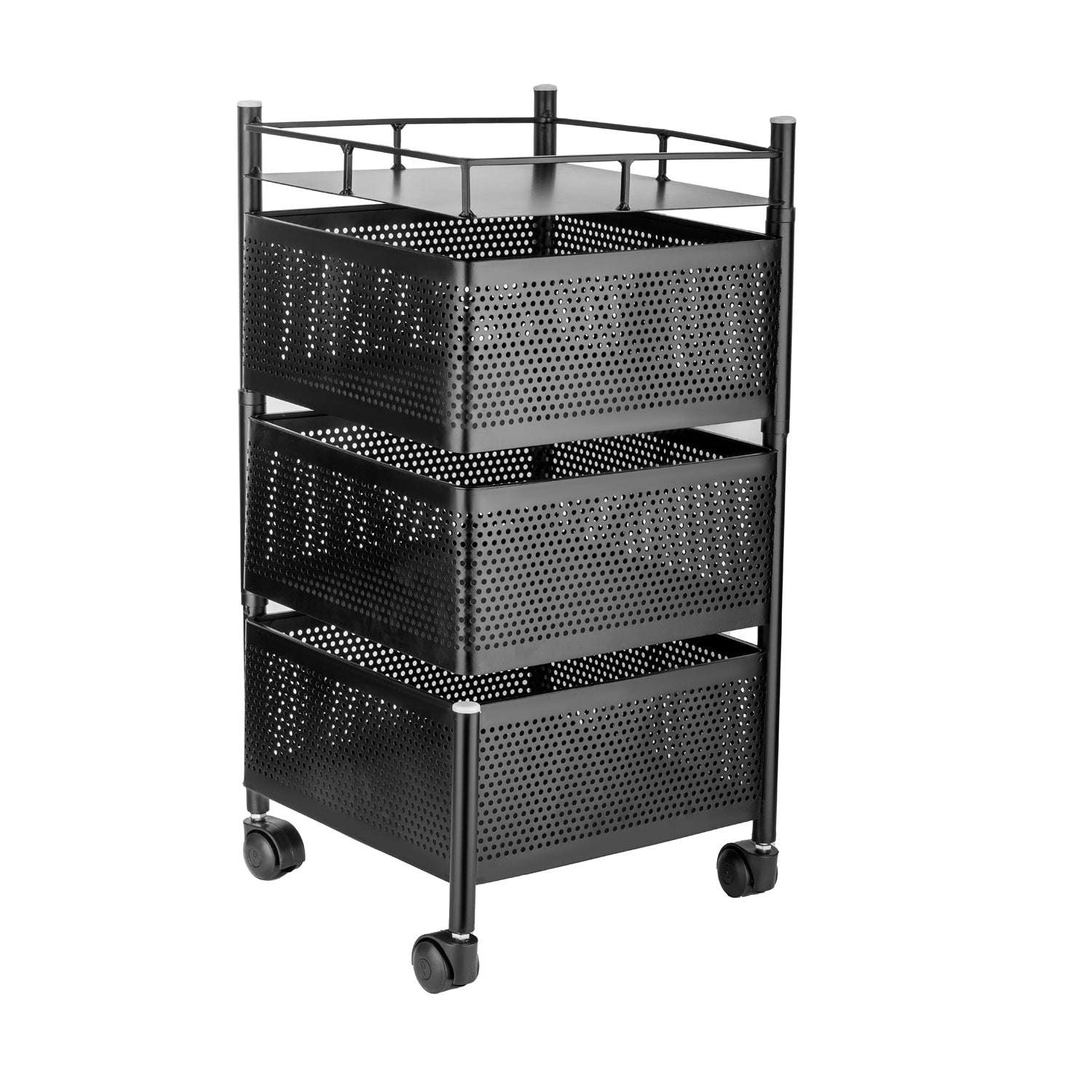 Metal High Quality Kitchen Trolley Kitchen Organizer Items and Kitchen Accessories Items for Kitchen Rack Square Design for Fruits & Vegetable Onion Storage Kitchen Trolley with Wheels (3 Layer) - Discount Karo