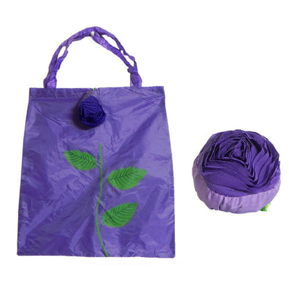 Foldable Nylon Shopping Bag (Rose Design): Reusable, Eco-Friendly (1 Pc)