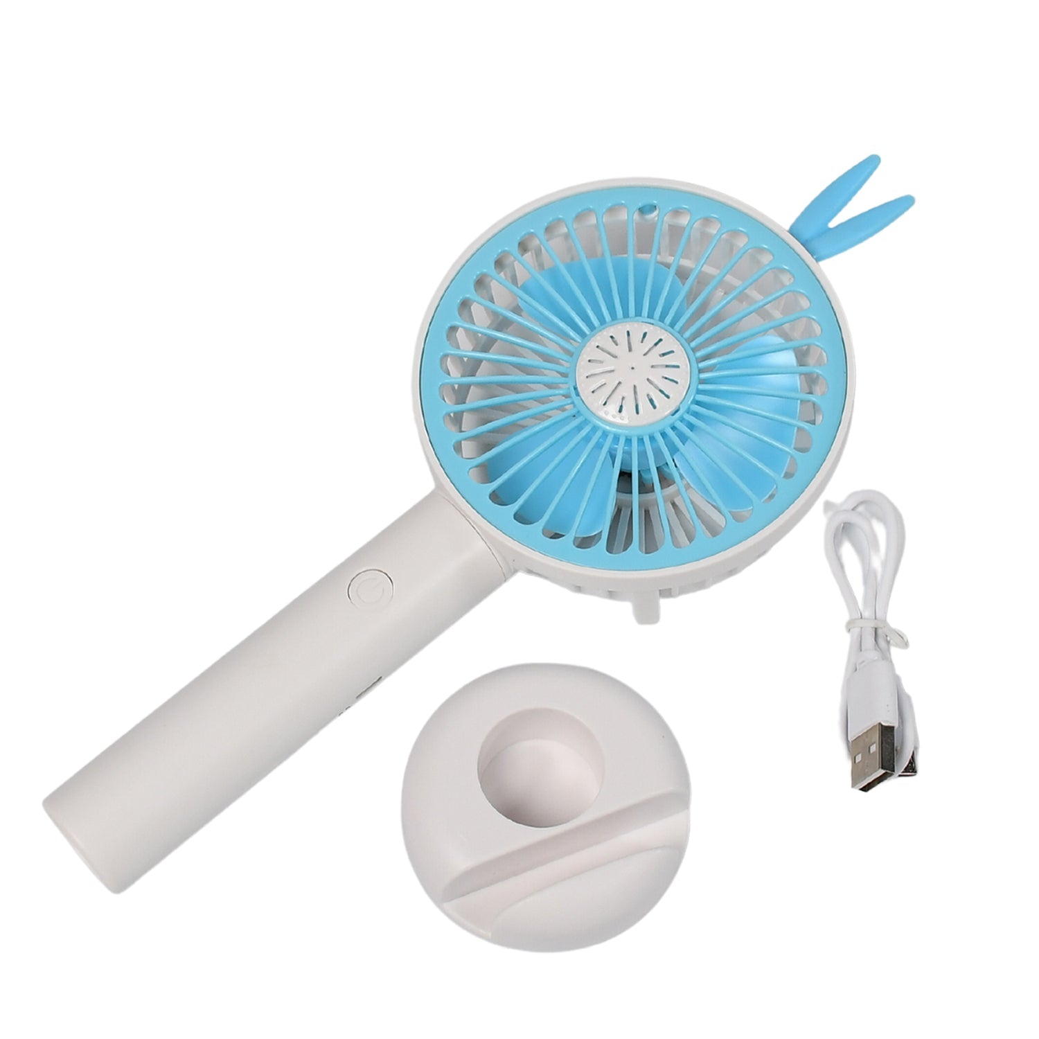 7606 Mini Portable Hand Fan USB Rechargeable Fan With Led Light Fan for Indoor and Outdoor Use by Women and Men Table Standing Stand Included 