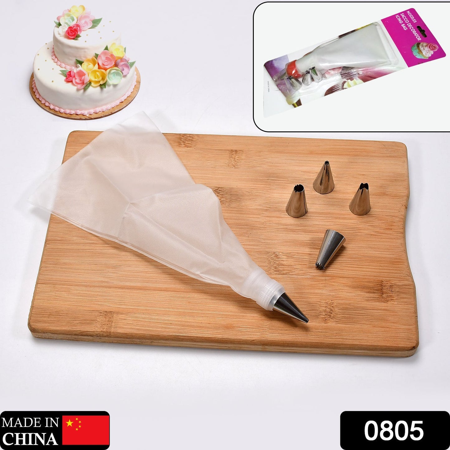 Cake Decorating Nozzle with Piping Bag Stainless Steel Piping Cream Frosting Nozzles - Discount Karo