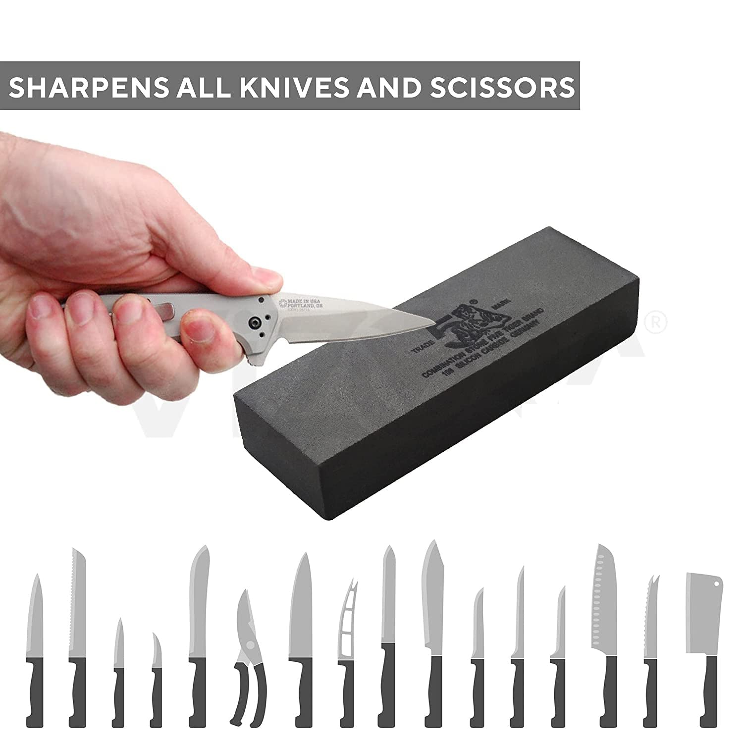 Silicon Carbide German Combination Stone, Dual Sided Stone for Knife and Tools Sharpening with Safety Case - Discount Karo