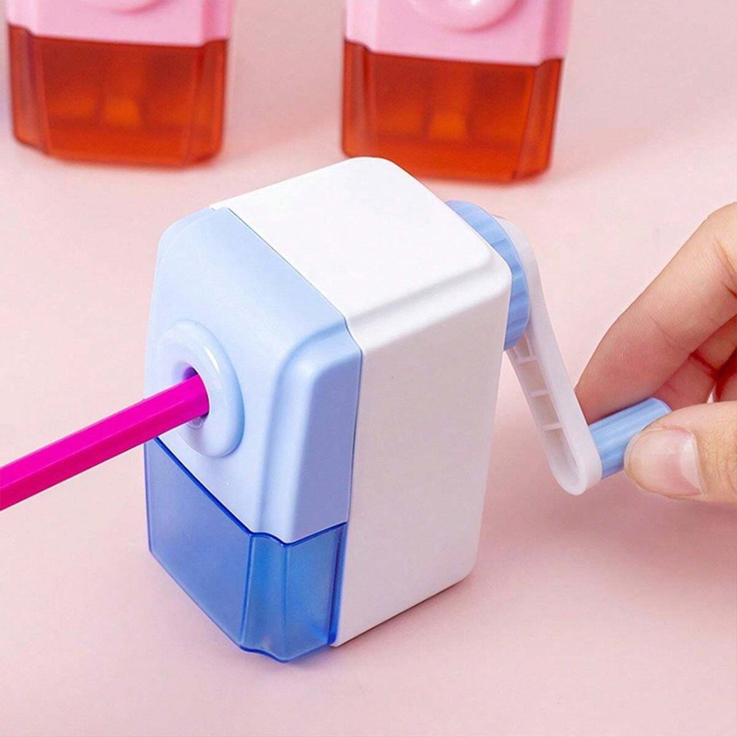 Pen Pencil Sharpener | Simple Student Office Pencil Sharpener | Fashionable and Convenient Non-Slip Base Pencil Sharpener，Lightweight Manual Sharpener, Non-Slip Handle (1 Pc) - Discount Karo