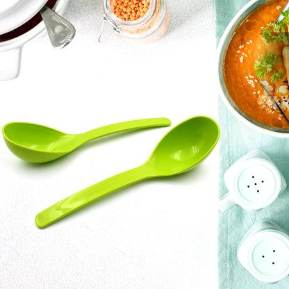 Plastic Spoon Kitchen Multipurpose Serving Ladle for Frying, Serving, Turner, Curry Ladle, Serving Rice, Spoon Used While Eating and Serving Food Stuffs Etc (2 Pcs Set / 10 Inch ) - Discount Karo