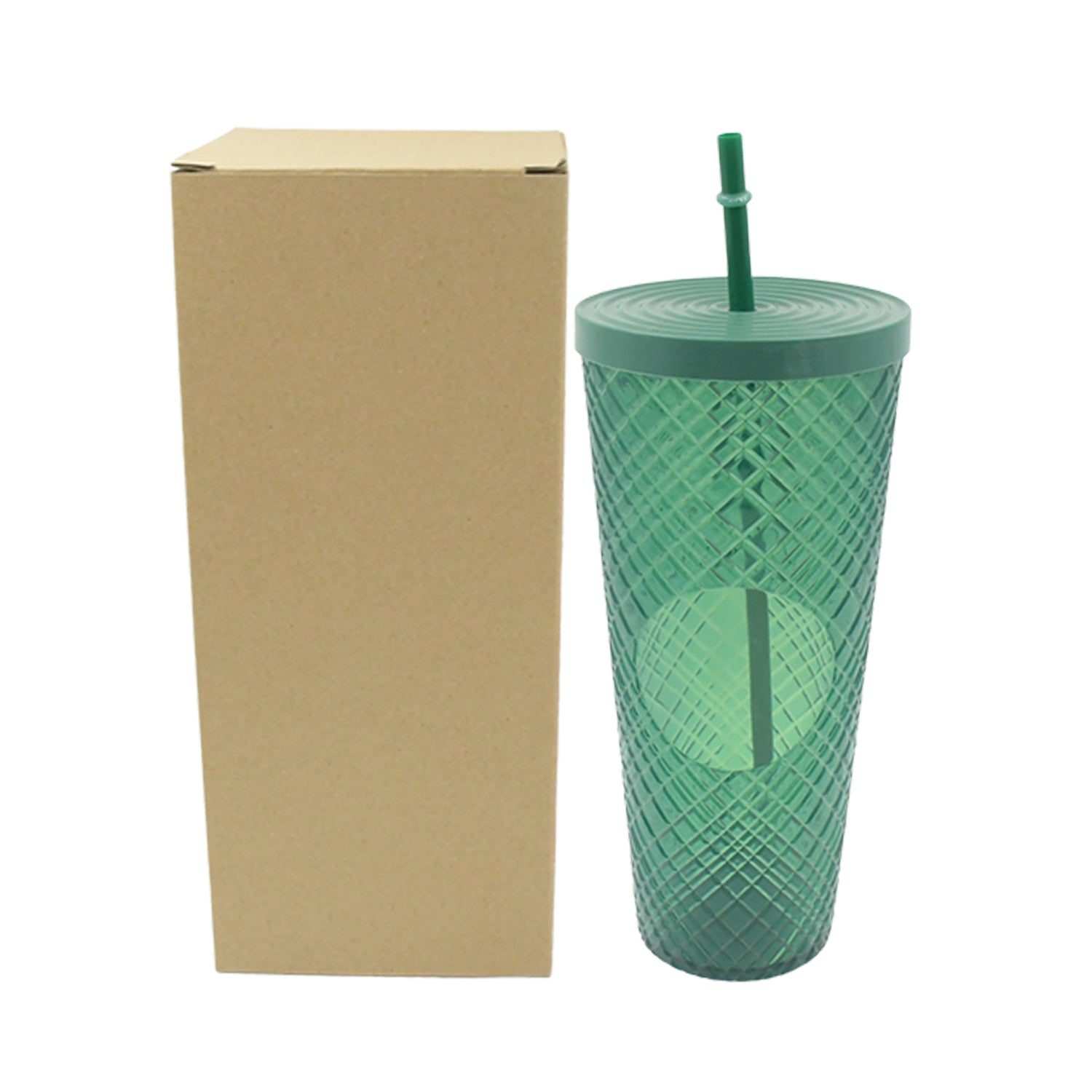 Cup with Straw &  LED Lighting Reusable Matte Studded Tumbler with Leak Proof Lid Water Cup Travel Mug Coffee Ice Water Bottle Double Walled Insulated Tumbler BPA Free (1 Pc) - Discount Karo