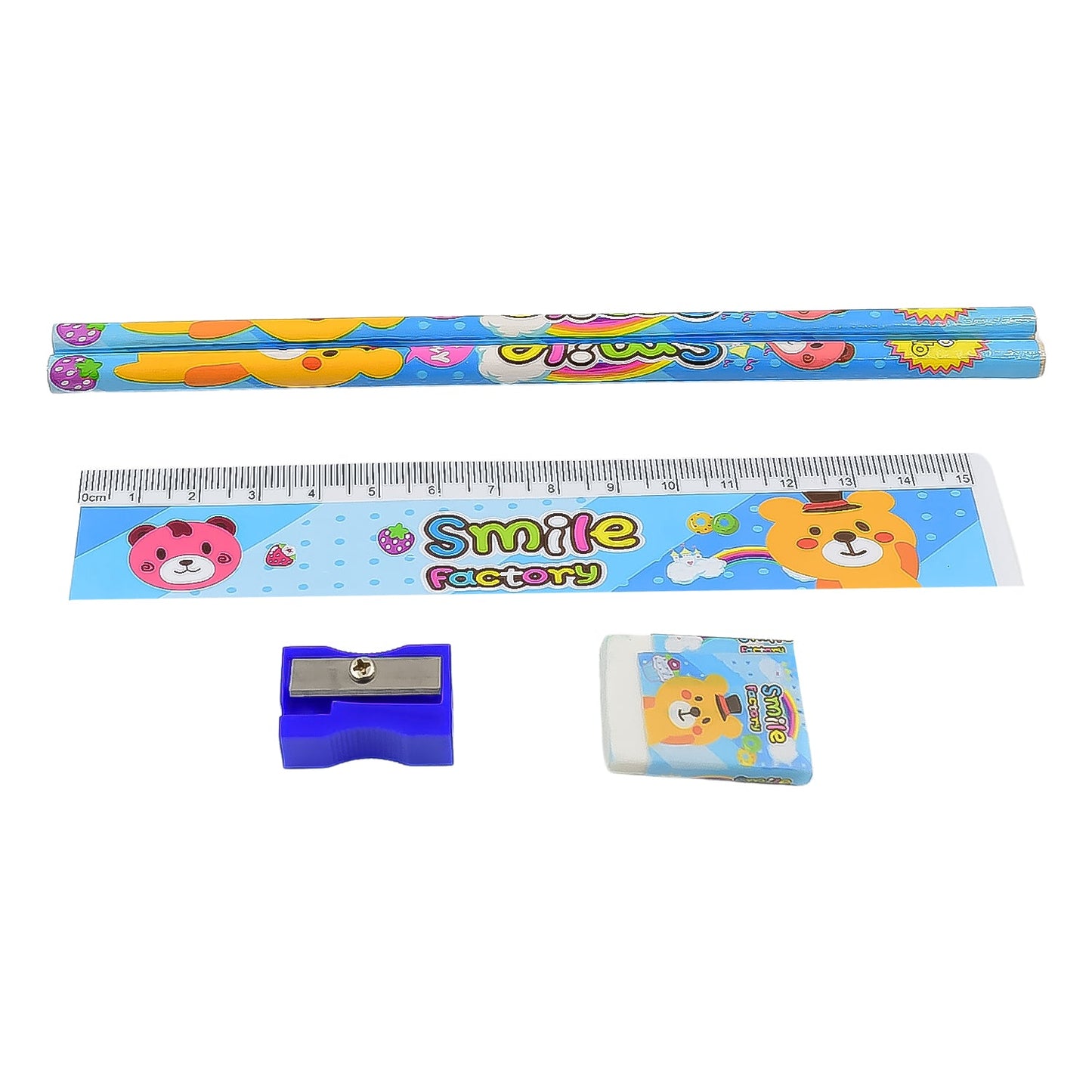 Cartoon Wooden Pencil Set for Kids Boys Return Gifts Birthday Party Space Stationary Set Pencil Eraser Sharpener Combo Kit for Kids Boys (Mix Color / 1 Set) - Discount Karo