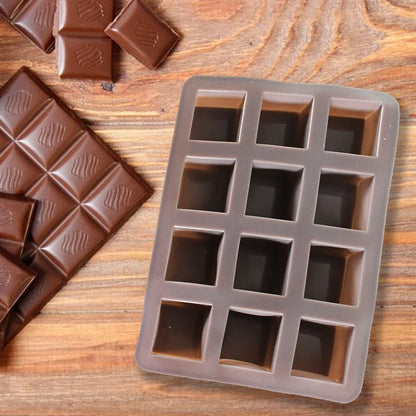 Silicone Chocolate Mould 12 Cavity Square Shape Mould Candy Mold Baking Tools For Cake Chocolate, Food Grade Non-Stick Reusable, Baking Trays (1 pc) - Discount Karo