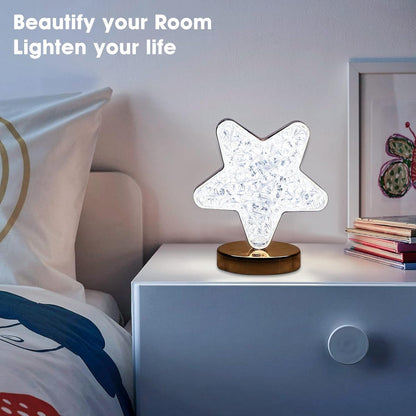 Star Shape Crystal Diamond Lamp Cordless Luxury Lamp with USB Rechargeable, 3-Way Dimmable & Touch Control Decorative Nightstand Lamp for Bedroom, Living Room, Party, Restaurant Decor (1 Pc ) - Discount Karo