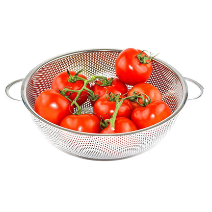 Stainless Steel Colander with Handle, Large Metal Mesh Basket Strainer for Pasta, Spaghetti, Berry, Veggies, Fruits,  Kitchen Food Colander, Dishwasher Safe (1 pc / 25.5 cm) - Discount Karo