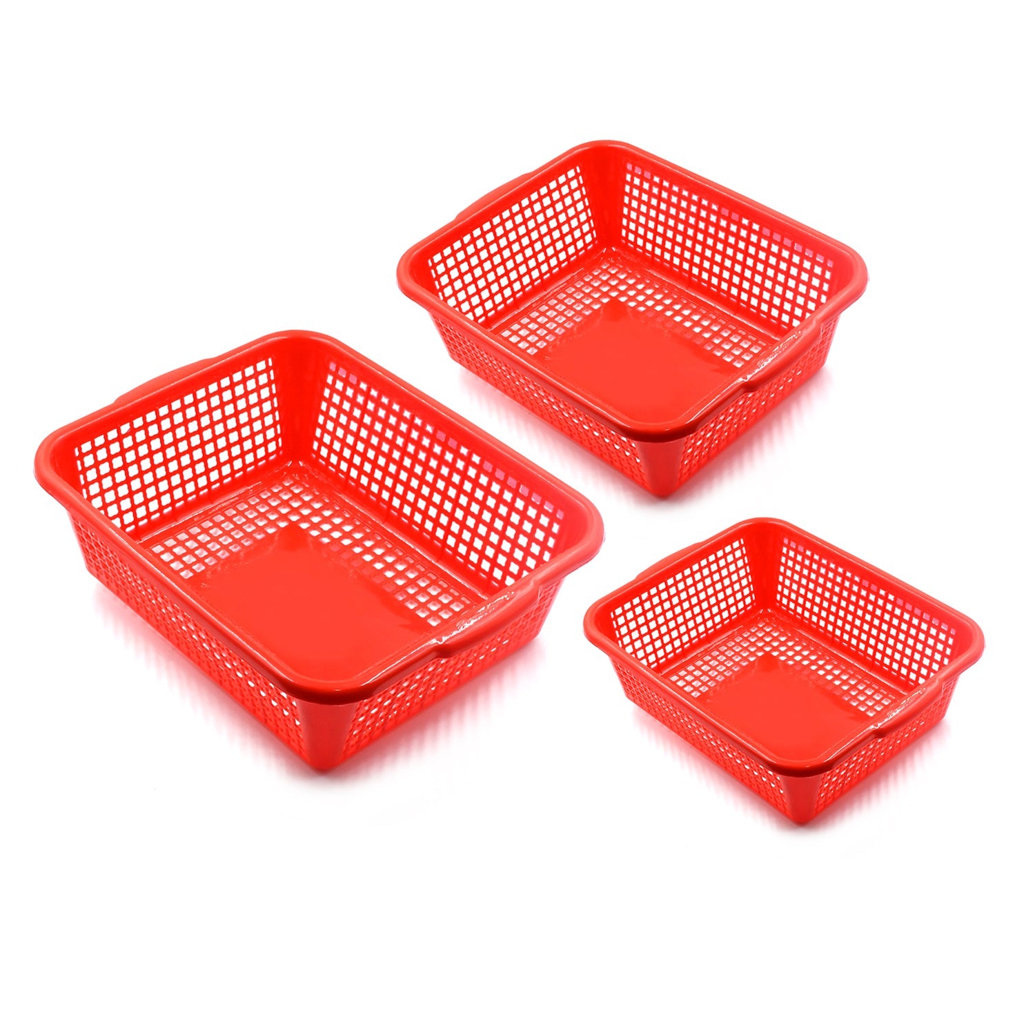 Plastic 3 Pieces Kitchen Large Size Dish Rack Drainer Vegetables and Fruits Washing Basket Dish Rack Multipurpose Organizers - Discount Karo