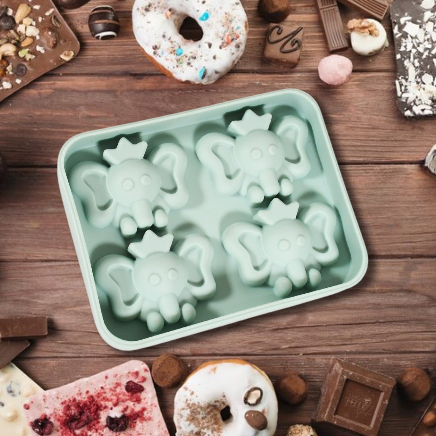 Silicone Cartoon Shape 4 Grid Ice Cube Tray Ice Cube Molds Trays Small Cubes Tray For Fridge, Flexible Silicon Ice Tray (1 pc) - Discount Karo