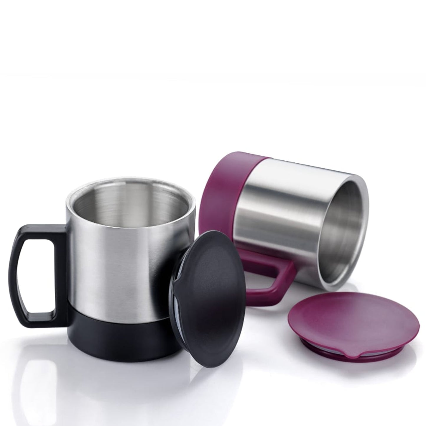 Stainless Steel Coffee/Tea Cup, Stainless Steel Lid Cover Hot Coffee/Tea Mug Hot Insulated Double Wall Stainless Steel, Coffee and Milk Cup with Lid & Handle Easy To Carry - Coffee Cup (1 Pc) - Discount Karo