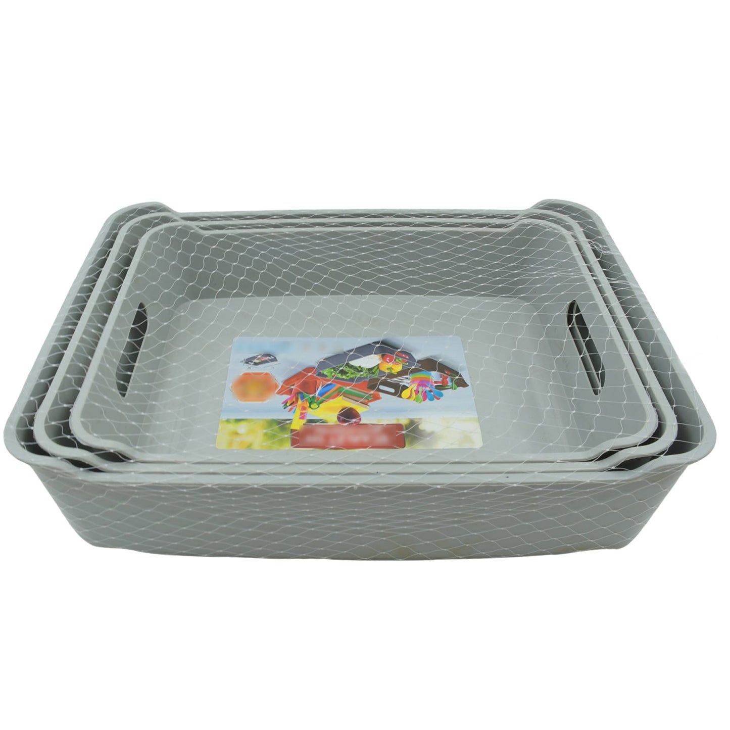 Multipurpose Organising & Storage Plastic Tray,  Fruit & Vegetable/ Multi Purpose Tray, Organizer for Kitchen, Countertop, Cabinet, Bathroom Plastic Storage Basket For Store Fruits, Vegetables, Magazines, Cosmetics, Stationary Set of 3 - Discount Karo