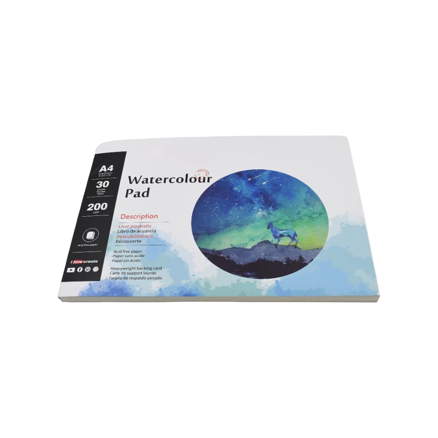 Watercolor Paper Pad,1 Pack,200gsm,A4 8.3"x11.7",60 Sheets Total, Acid Free for Wet Media Painting Paper Pads, for Illustration, Painting, Drawing and Sketching 210x297mm (1 Pc) - Discount Karo