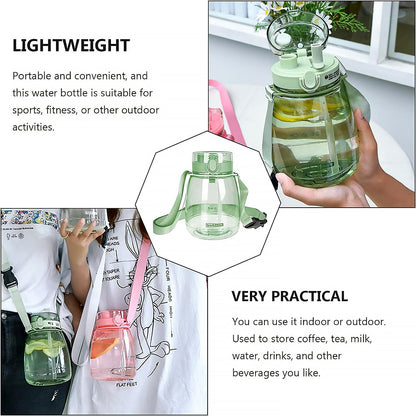 Insulated Water Bottle Portable Water Bottle With Strap, Sticker and Straw Cute Outdoor Sports Bottle For Water Travel Drinkware Jug Travel Water Bottle large Capacity Water Jug, Gym / Kid / Outdoor Sport / Campus, Fashionable (1300 ML Approx) - Discount Karo