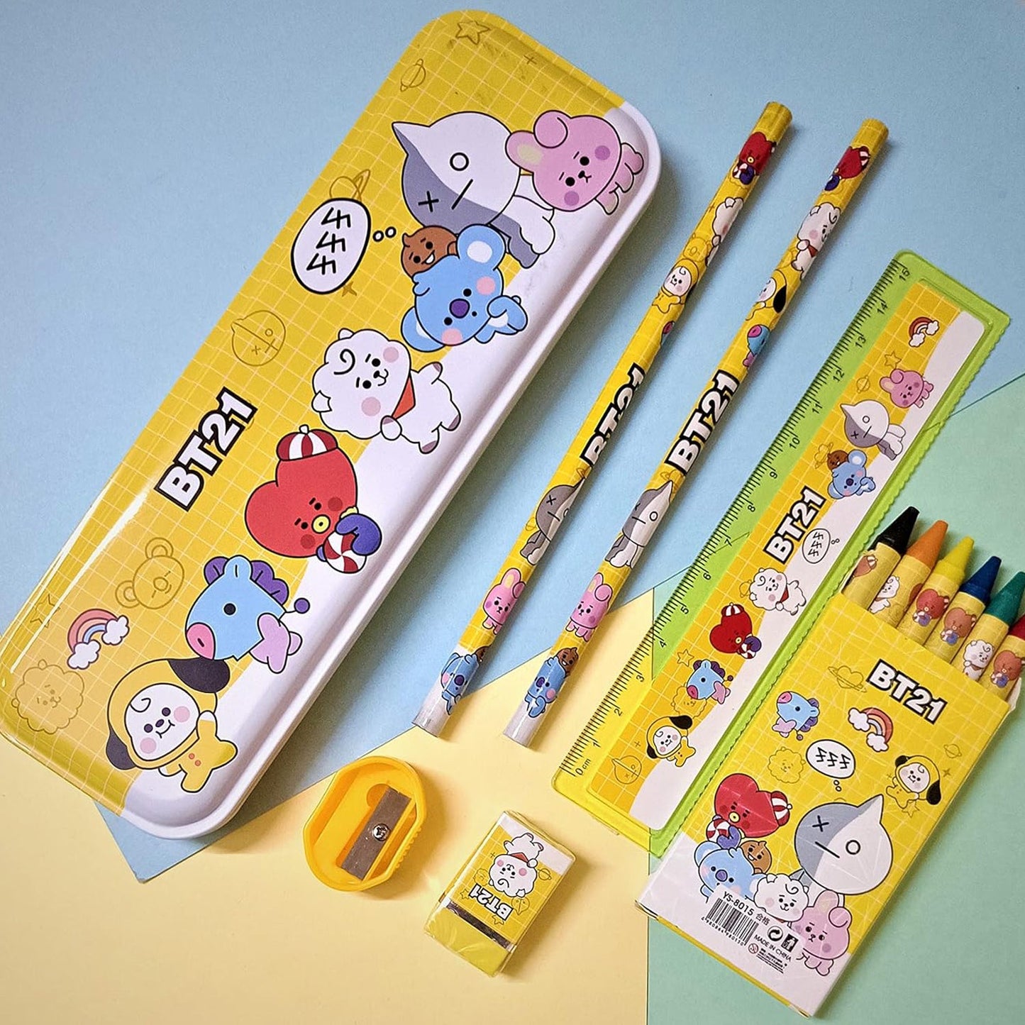 Stationery Kit for Kids - Stationery Set, Includes Metal Pencil Box, Sharpener, Pencil and Eraser Set, School Supply Set, Birthday Return Gift for Kids, Boys, Girls (12 pc Set) - Discount Karo