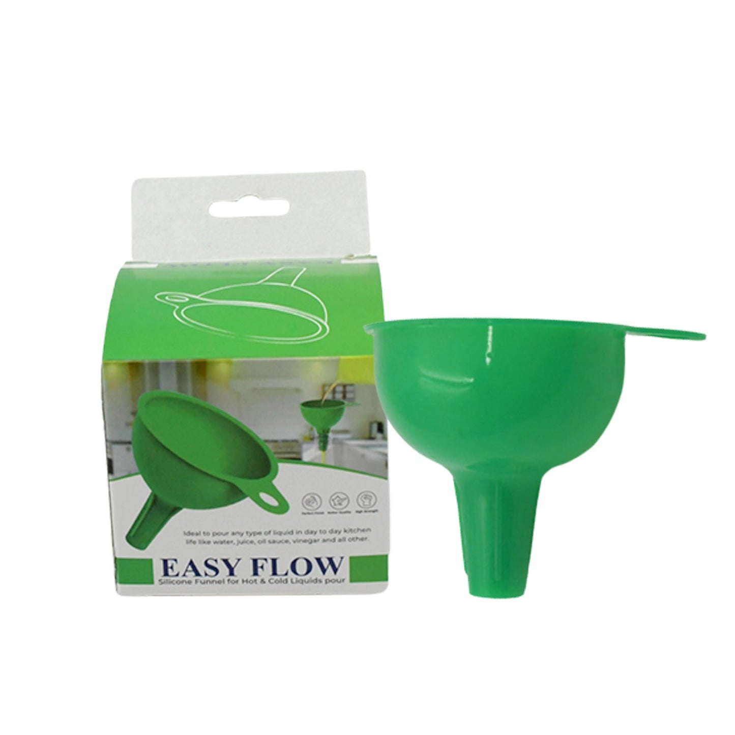 Silicone Funnel For Pouring Oil, Sauce, Water, Juice And Small Food-Grains (1 Pc Green) - Discount Karo