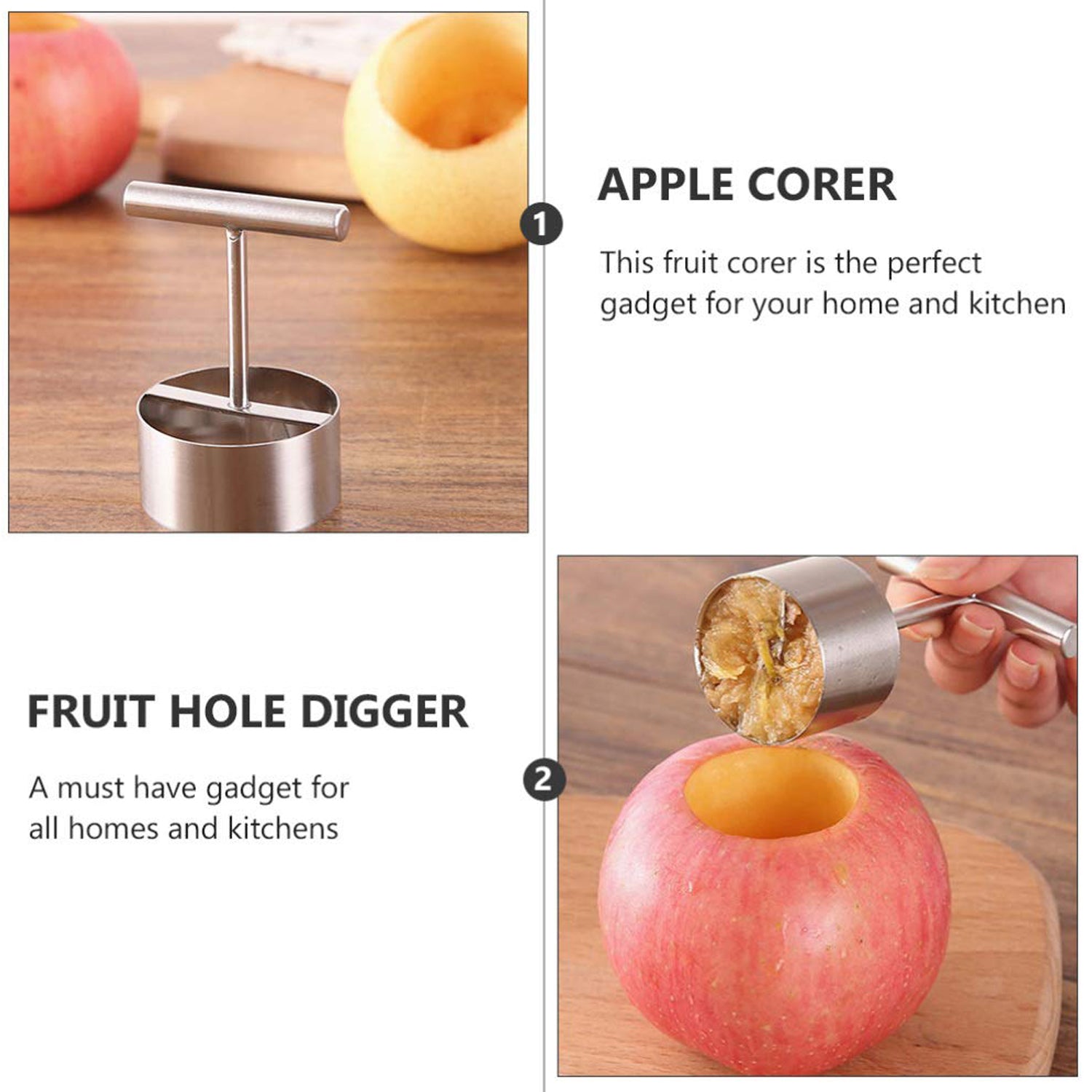 Corer Pear Core Separator Vegetable Core Remover Seeder Cutter Pitter Fruit Hole Remover Coring Tool (1 Pc) - Discount Karo