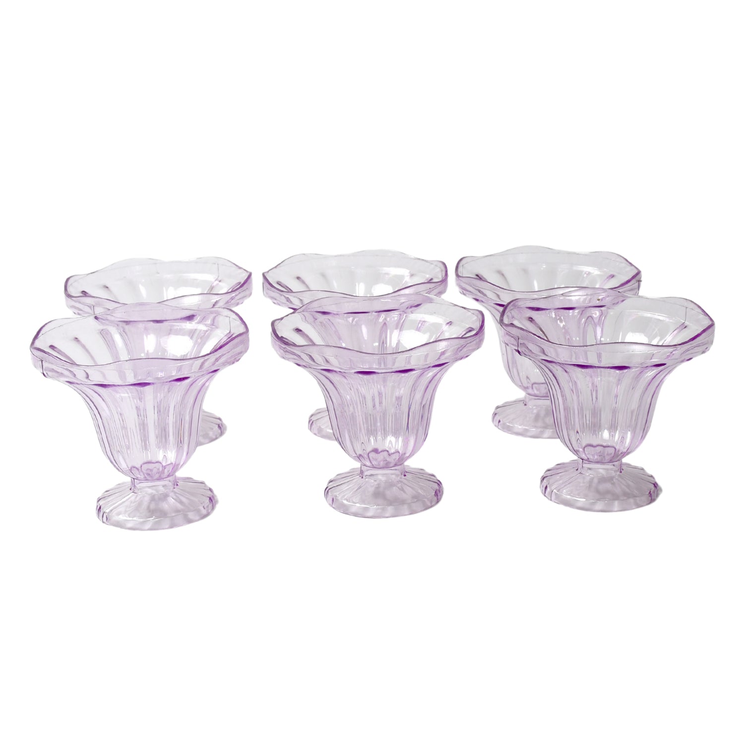 Crystal Plastic Ice-Cream Bowl, Home & Kitchen Serving Platter or Dessert Cup for Sundae, Sweets, Snacks, Fruit, Pudding, Nuts or Dip, Serving Bowls (Crystal Cups, Set of 6) - Discount Karo