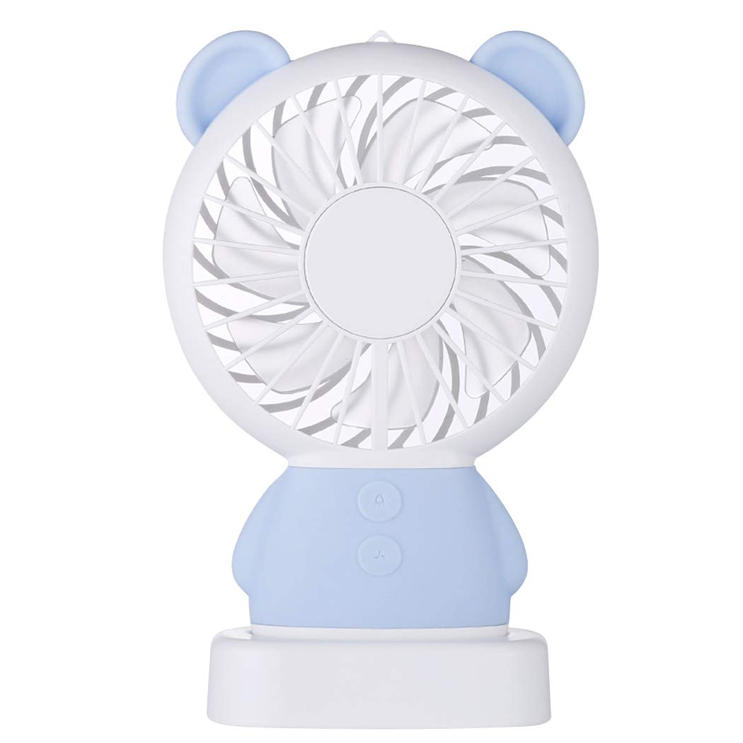 7632 MINI PORTABLE FAN USB RECHARGEABLE HANDHELD BEAR STYLE COLOR CHANGING LED LIGHT POCKET DESK LIGHT FAN 