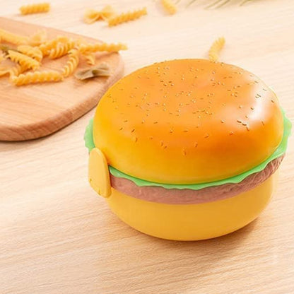 Burger Shape Lunch Box Plastic Lunch Box Food Container Sets Double Layer Lunchbox 1000ml With 2 Spoon Applicable to Kids and Elementary School Students - Discount Karo