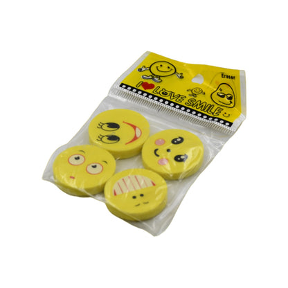 Cute Smile Emoji Erasers, Cute Smile Face Rubber Eraser Dentist Dental Clinic School Kid for School Going Kids/Birthday Party Return Gift Set (4pc Set) - Discount Karo