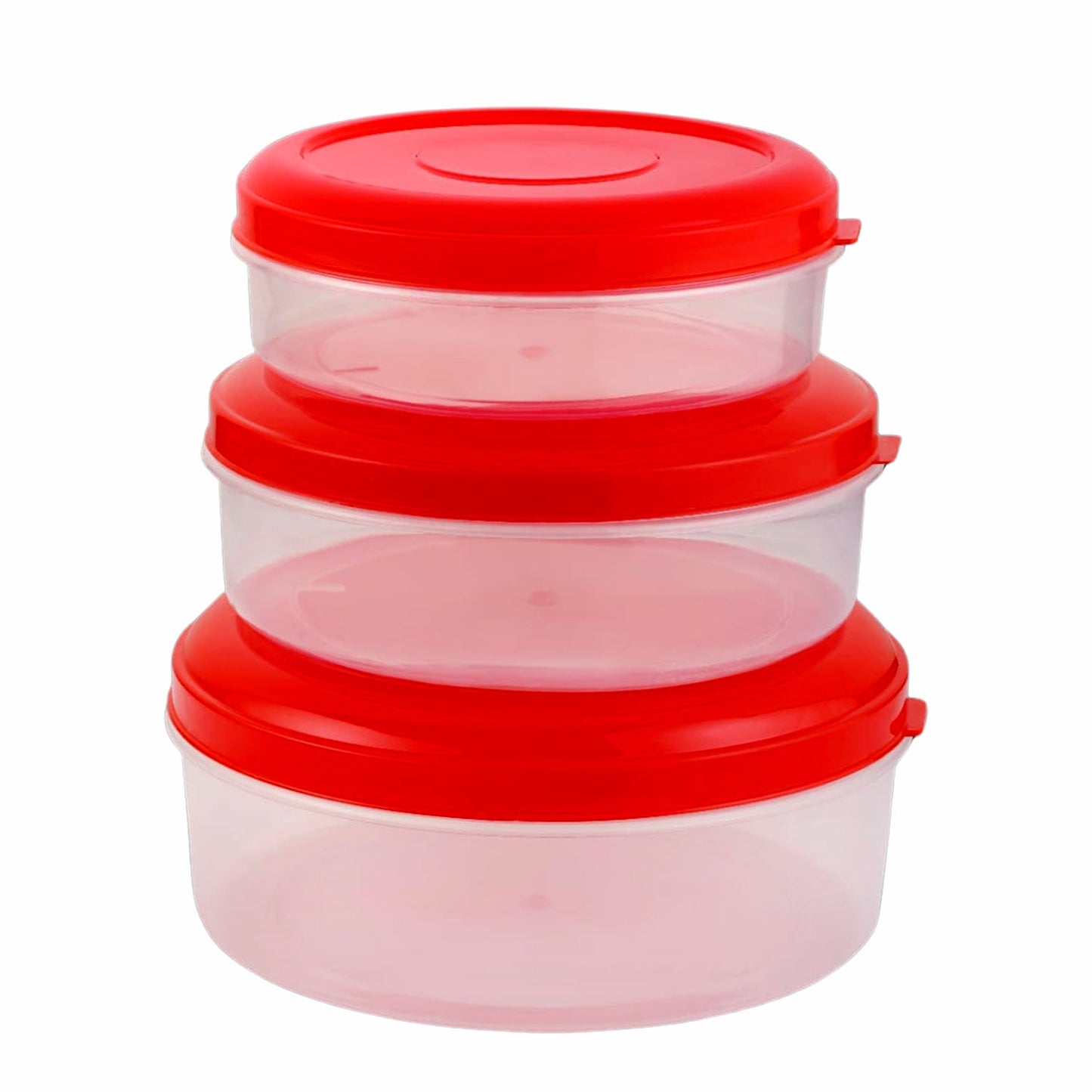 Heavy Plastic Material Stackable & Reusable Classic Round Plastic Big Storage Container Box For Kitchen & Home Organization (PACK OF 3) - Discount Karo