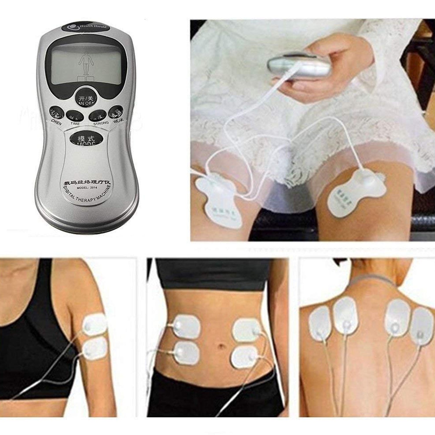 Multifunctional Massager, Health Care Digital Chinese Meridian Tens Therapy Massager Relax Body Muscle Acupuncture Machine 4 Electrode Pads & Charger Adapter and Cable, Physiotherapy, Electric Digital Therapy neck back Mane Massage - Discount Karo