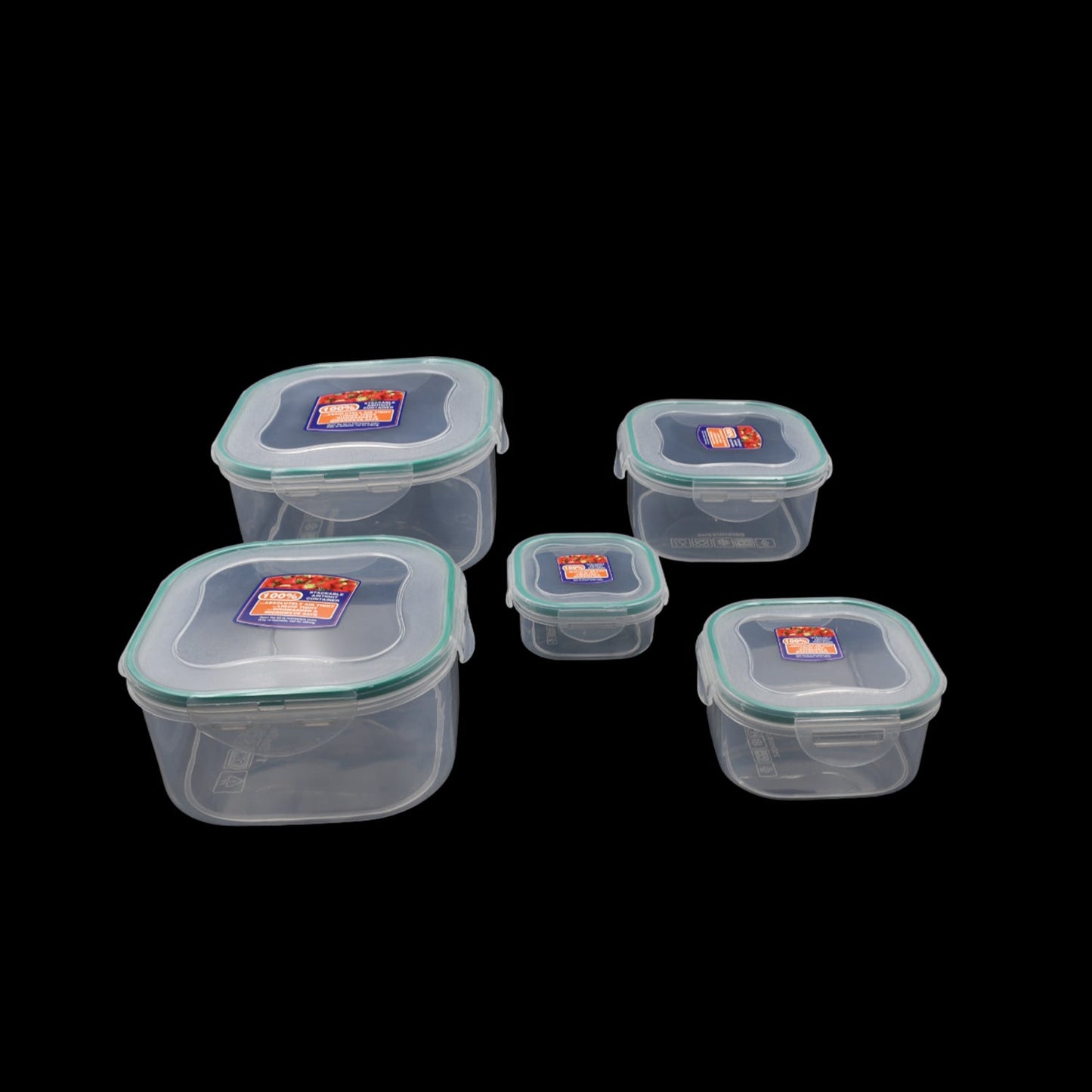 Kitchen Containers Set, Fridge Storage Boxes, Plastic Containers for Kitchen Organizer, Kitchen Accessories Items for Storage Organizer, Snap-Seal (lunch box/storage organizer) (5 Ps Set) - Discount Karo