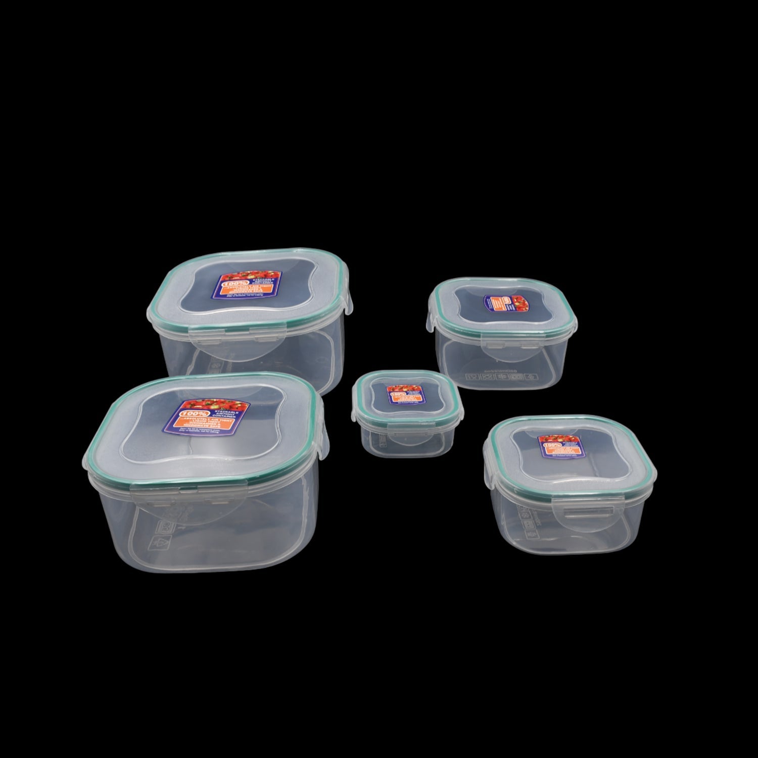 Kitchen Containers Set, Fridge Storage Boxes, Plastic Containers for Kitchen Organizer, Kitchen Accessories Items for Storage Organizer, Snap-Seal (lunch box/storage organizer) (5 Ps Set) - Discount Karo