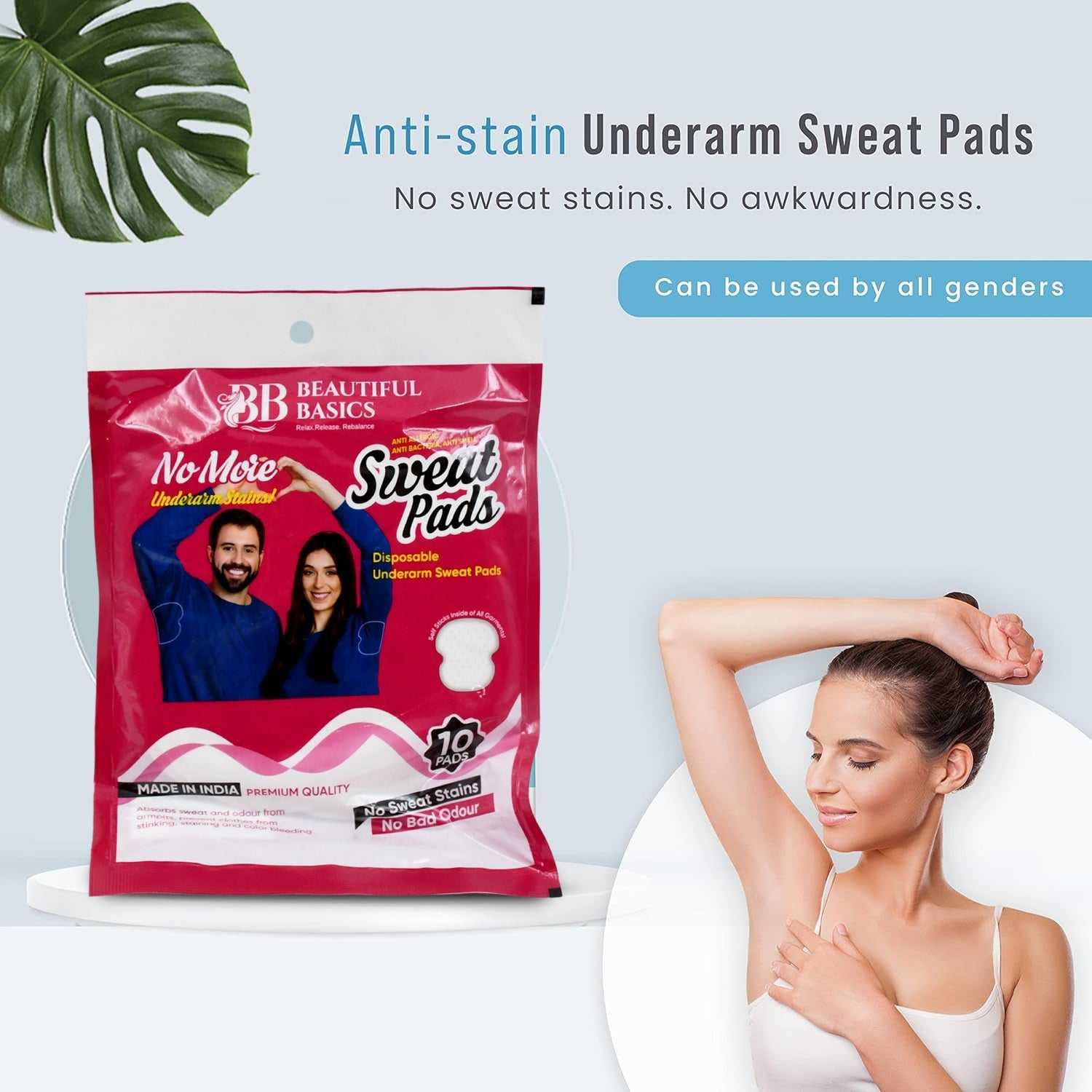 Underarms Sweat Pads Disposable Highly Absorbent Pads Cotton Anti-Allergic Anti Bacteria Anti Smell Underarm Perspiration Pad For Men And Women (Pack of 10) - Discount Karo