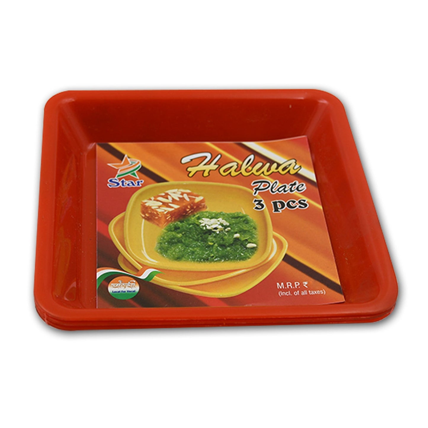 Square Plastic Halwa Dinner Plate Snacks / Breakfast, Restaurant Serving Trays Home School Coffee Hotel Kitchen Office (3 Pcs Set) - Discount Karo