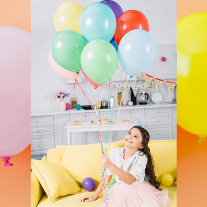 Big Size Balloons Kinds of Rainbow Party Latex Balloons for Birthday / Anniversary / Valentine's / Wedding / Engagement Party Decoration Multicolor (3 Pcs Set - Discount Karo