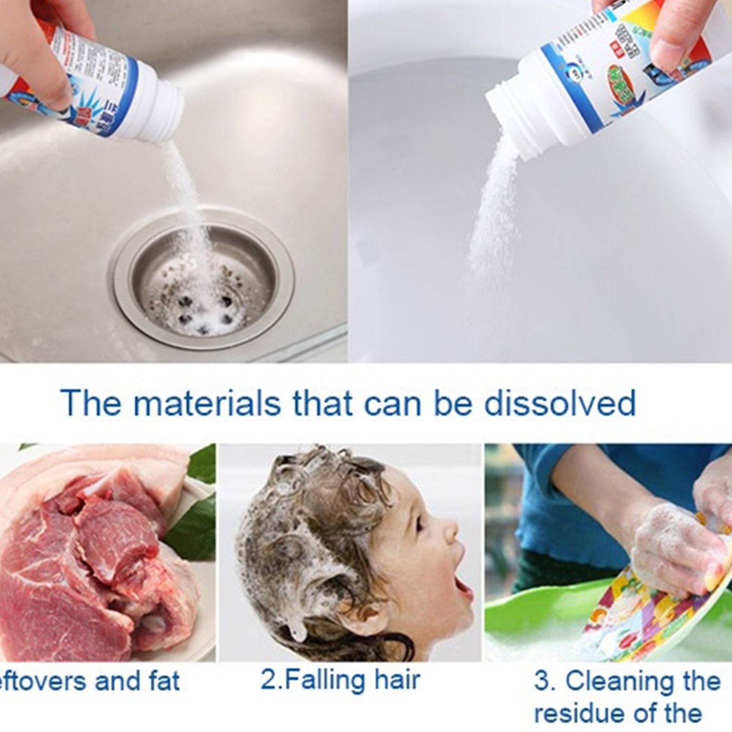 POWERFUL SINK AND DRAIN CLEANER, PORTABLE POWDER CLEANING TOOL SUPER CLOG REMOVER CHEMICAL POWDER AGENT FOR KITCHEN TOILET PIPE DREDGING