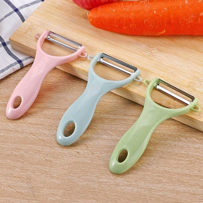 Plastic Kitchen Peeler - Green & Classic Stainless Steel 3-Piece Knife Set Combo - Discount Karo