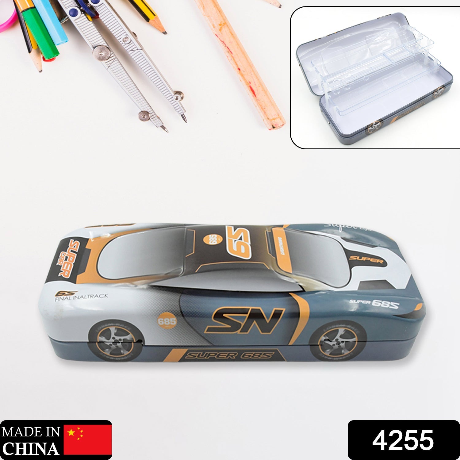 Car Shape Metal Compass Box, Pencil Case for Kids Stationery Compass Box, Stationery Gift for School Kids Compass, Pencil Box, Birthday Return Gift for Kids (1 Pc) - Discount Karo