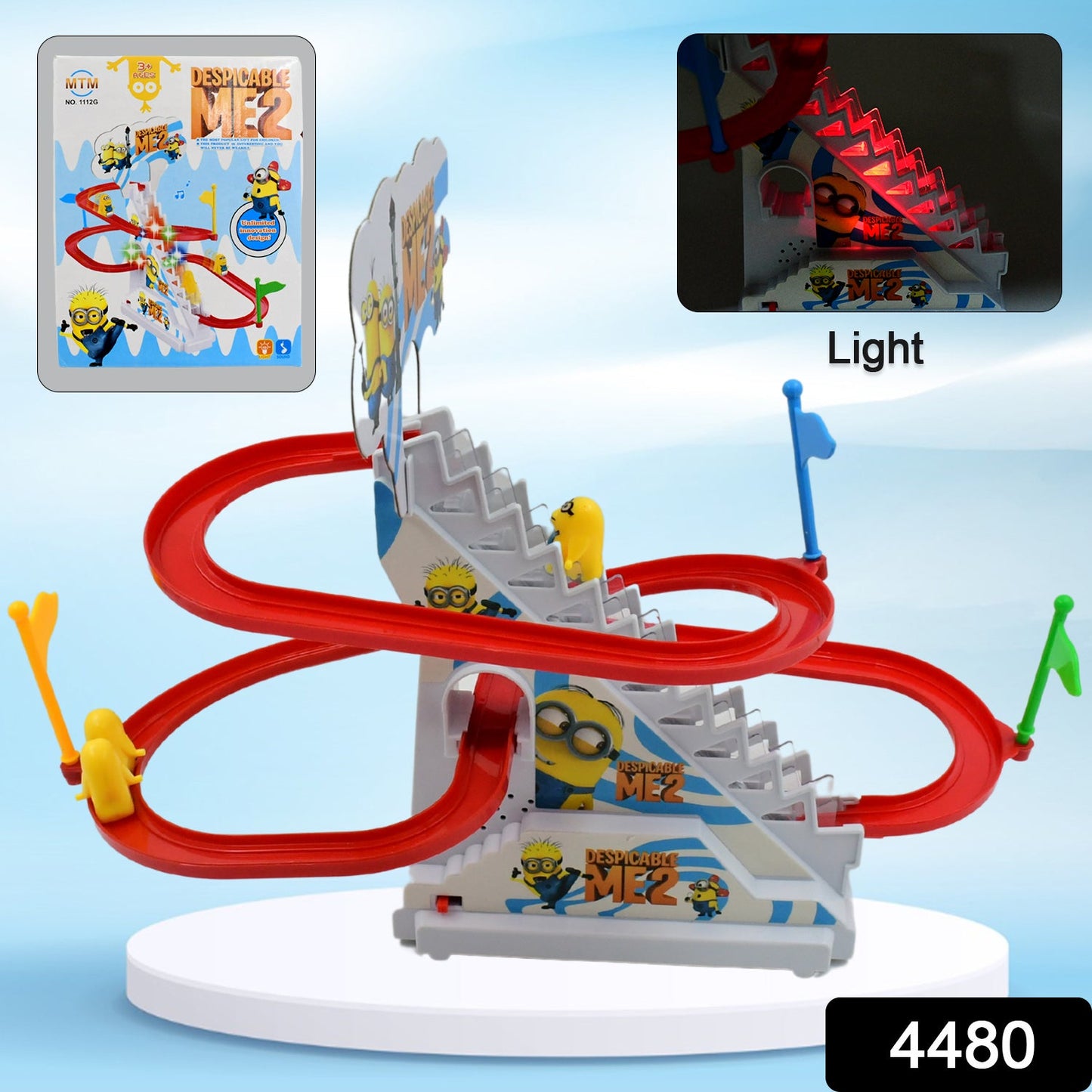 Ducks Climb Stairs Toy Roller Coaster, Electric Duck Chasing Race Track Set, Fun Duck Stair Climbing Toy with Flashing Lights Music and 3 Ducks, Small Ducks Climbing Toys - Discount Karo