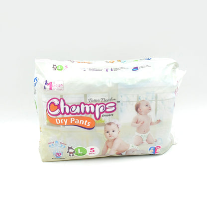 Champs Small Baby Large Diaper Pants (5 Pcs): Ultra-Absorbent for Travel - Discount Karo