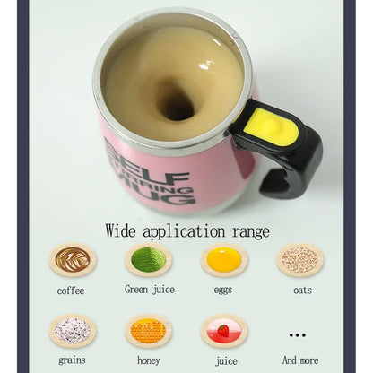 Self Stirring Mug With Lid used in all kinds of household and official places for serving drinks, coffee, any types of beverages etc. (1 Pc / 400 ML) - Discount Karo